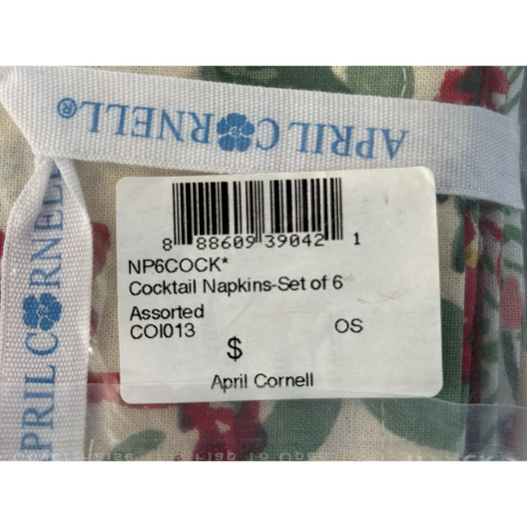 APRIL CORNELL Assorted Cocktail Napkins Set of 6 Lovely Floral Collection NWT - Picture 13 of 13